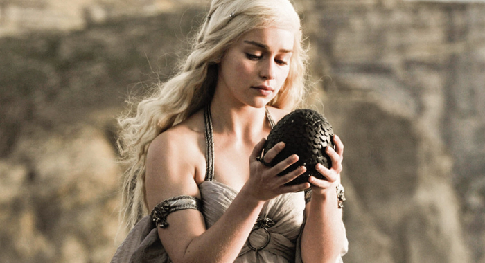 Daenerys holding a dragon egg