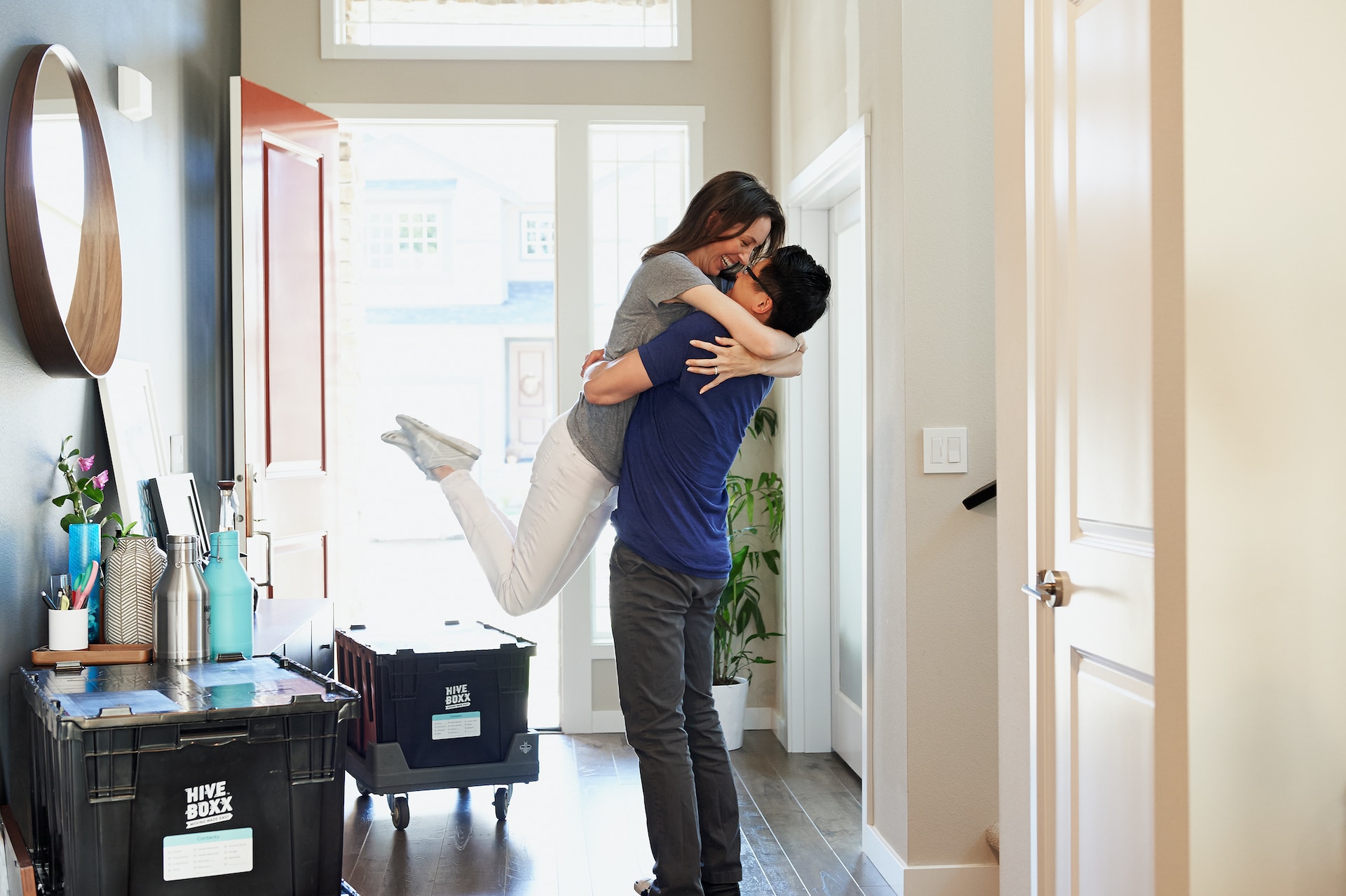 Couple moving together